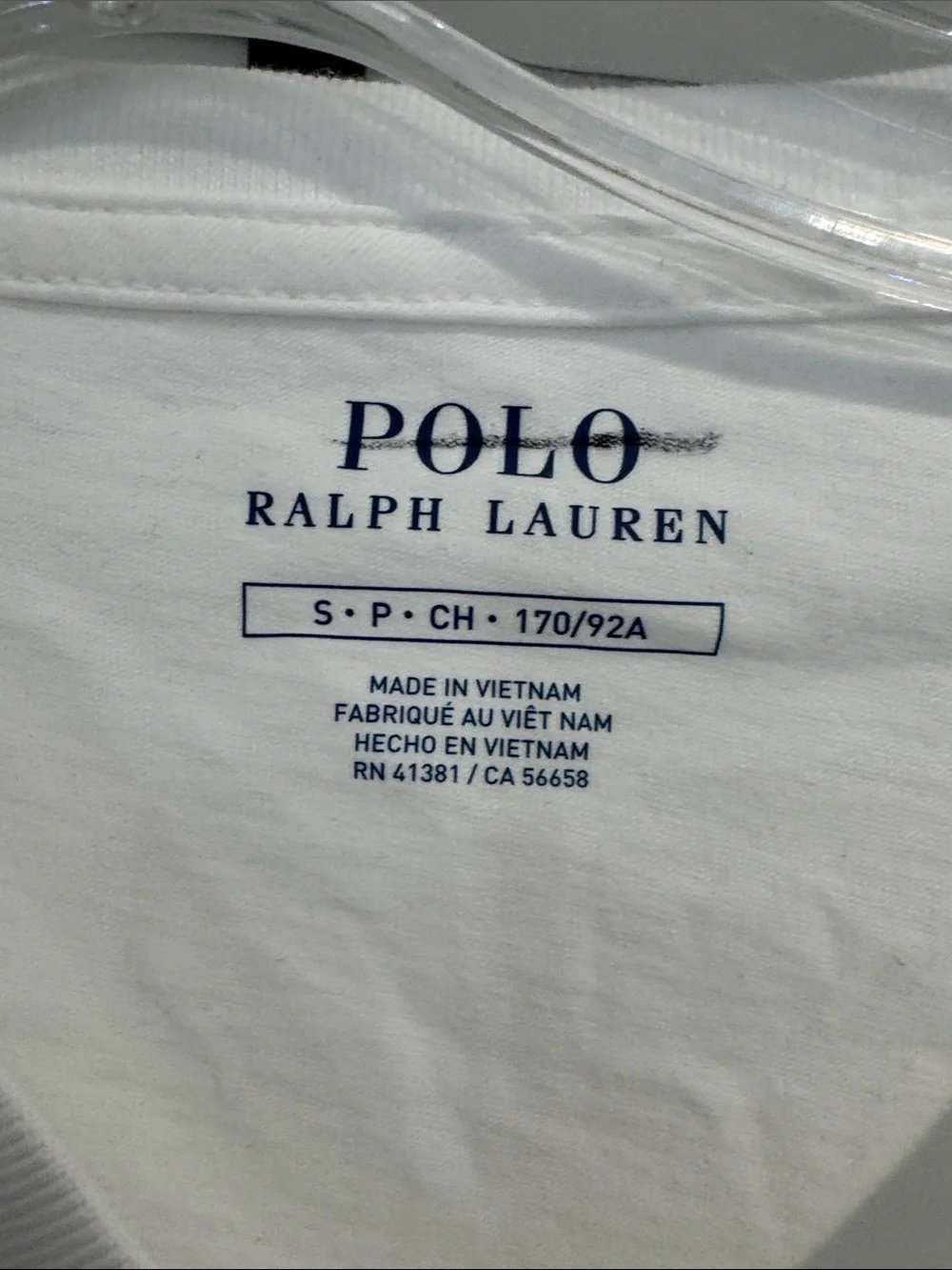 Polo by Ralph Lauren White V-Neck Tee with Navy Polo Player Embroidery